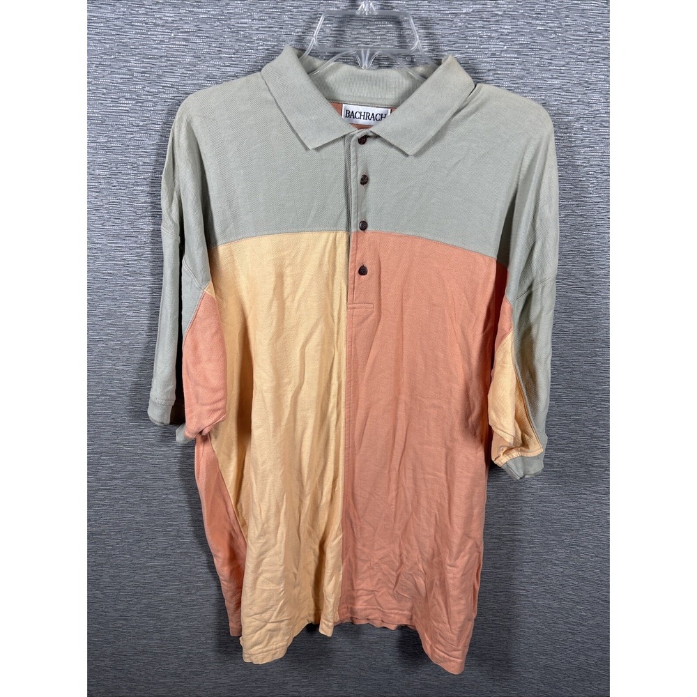 Vintage‎ Bachrach Golf Mens Polo Shirt Multicolor Loud Cotton Size L 71961